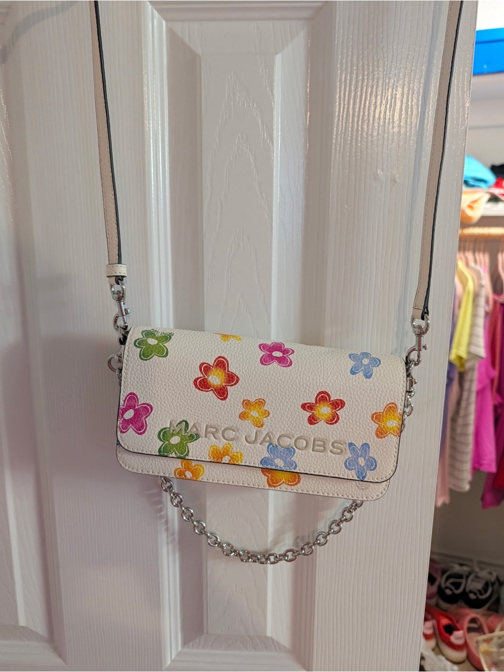 Marc Jacobs White Crossbody Bag with Multicolor Flower Print